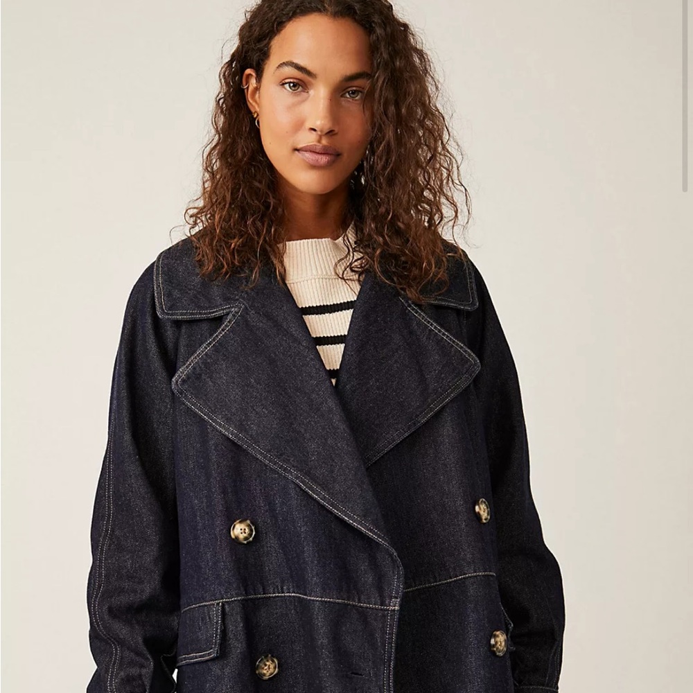 Free People Denim Car Coat
